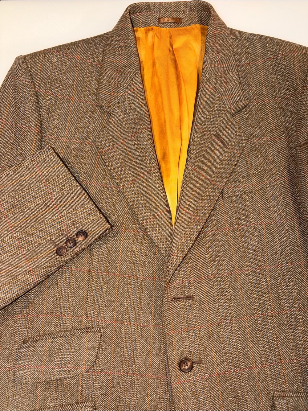 English Country Classics Scottish Cheviot Wool Tweed Blazer 44L Made In England
